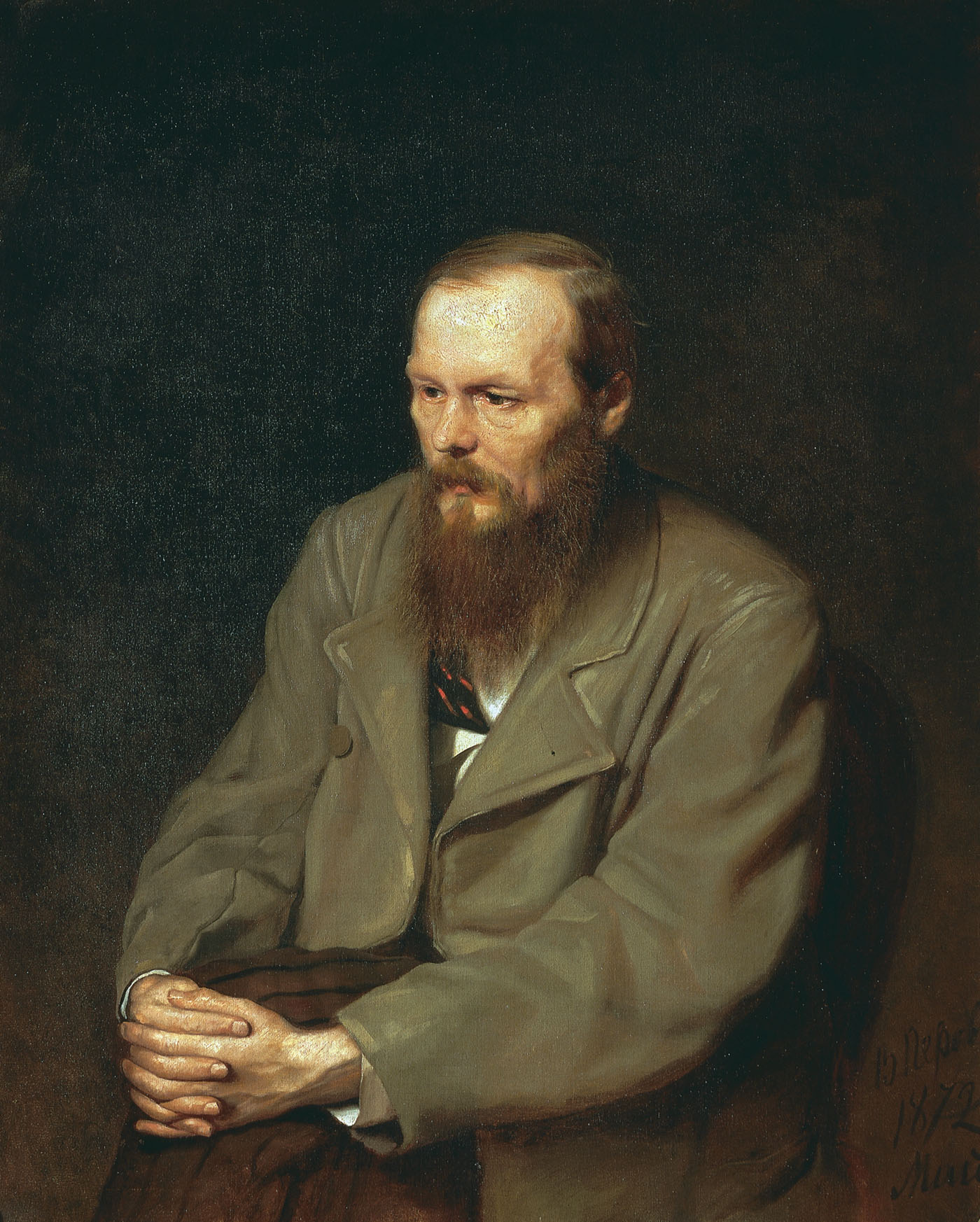 Vasily Perov's portrait of Fyodor Dostoevsky, 1872. Oil on canvas. Tretyakov Gallery, Moscow.